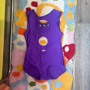 Handmade vintage inspired Purple One-Piece Swimsuit/Bodysuit with Ring Cutout